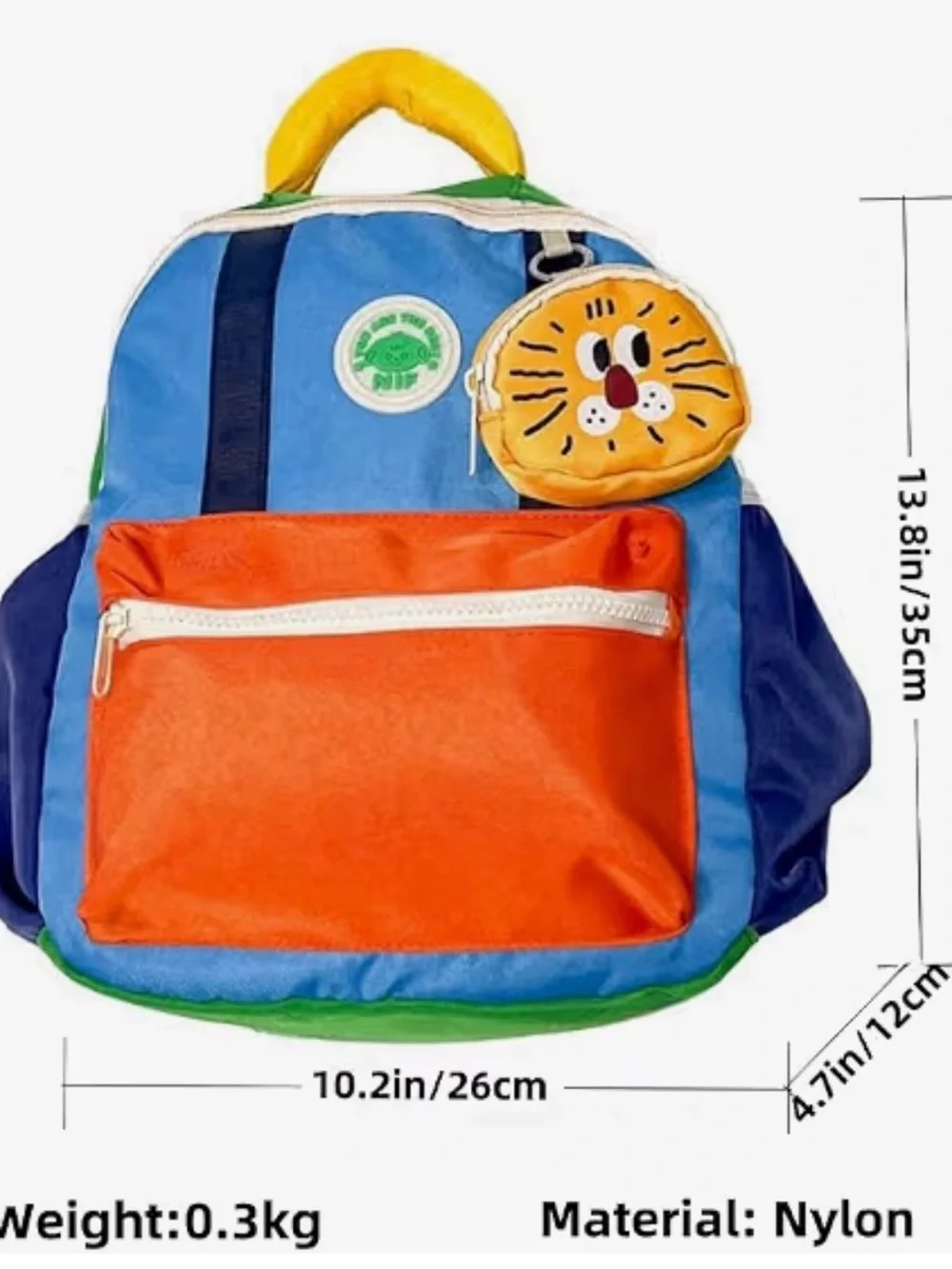 Cute Colorful Lightweight School 14in Backpack for Kid/Toddler Green Blue Orange